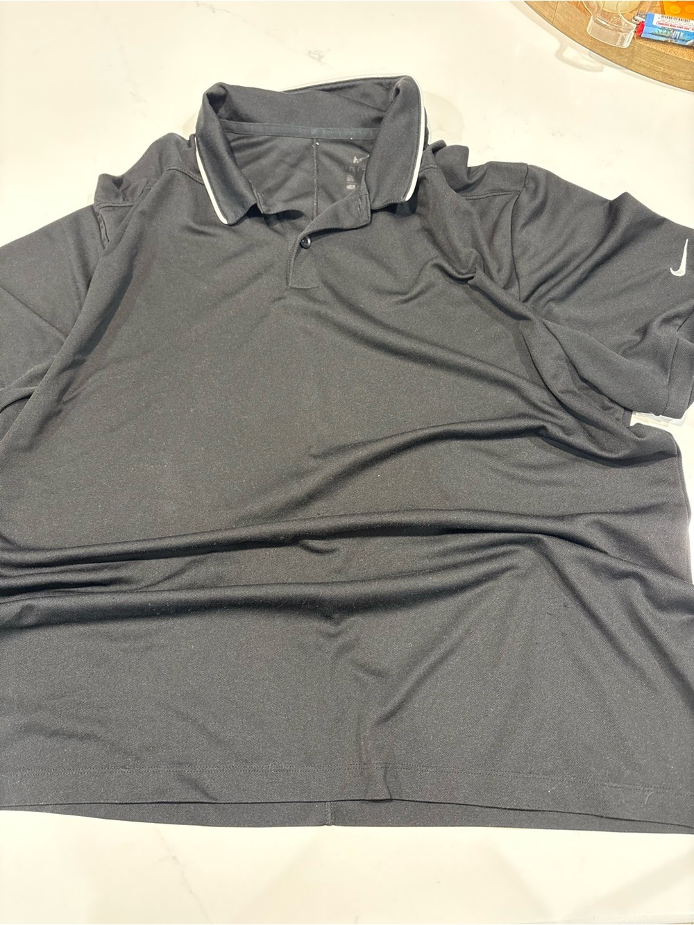 Mens Nike Black Polo Shirt with White Trim Sz Large